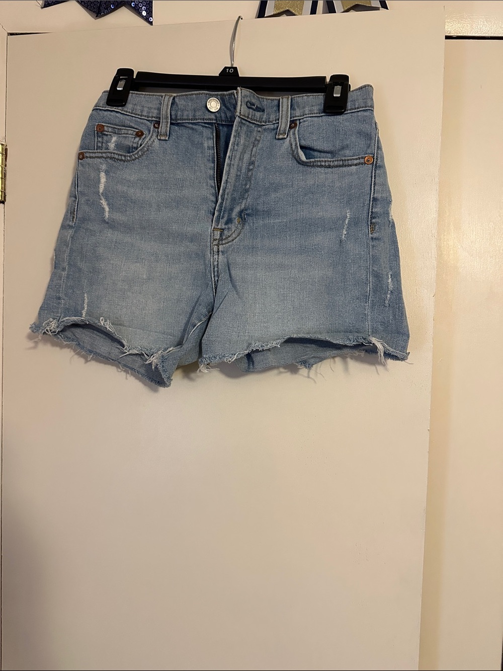 GAP Light Blue Frayed Hem Denim Shorts